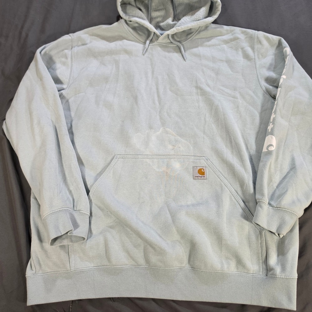 Carhartt Mens Loose Fit Midweight Logo Sleeve Hoodie Blue XL K288 H13